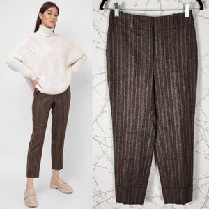 Peserico Brown Stripe 98% Wool Mid Rise Tapered Ankle Pants
